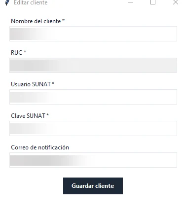 CONTALERT: Registro de clientes con datos privados difuminados